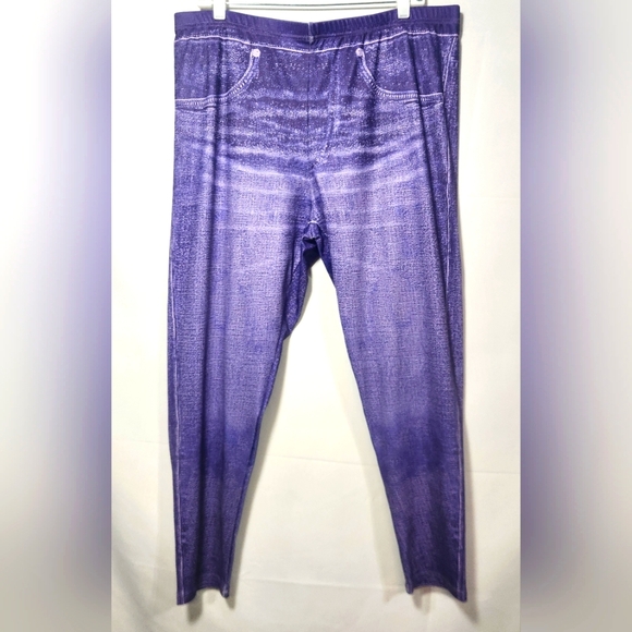 SHEIN Pants - ⚡️🛍 4/$20 🛍 Purple Denim Print Leggings-Size 4XL (fits Like Size 20)- NWOT